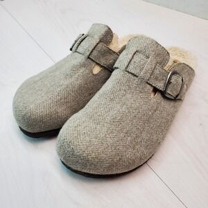 Makalu California Gray Tweed Lined Clog Shoes Buckle Detail Womens Size 9M‎